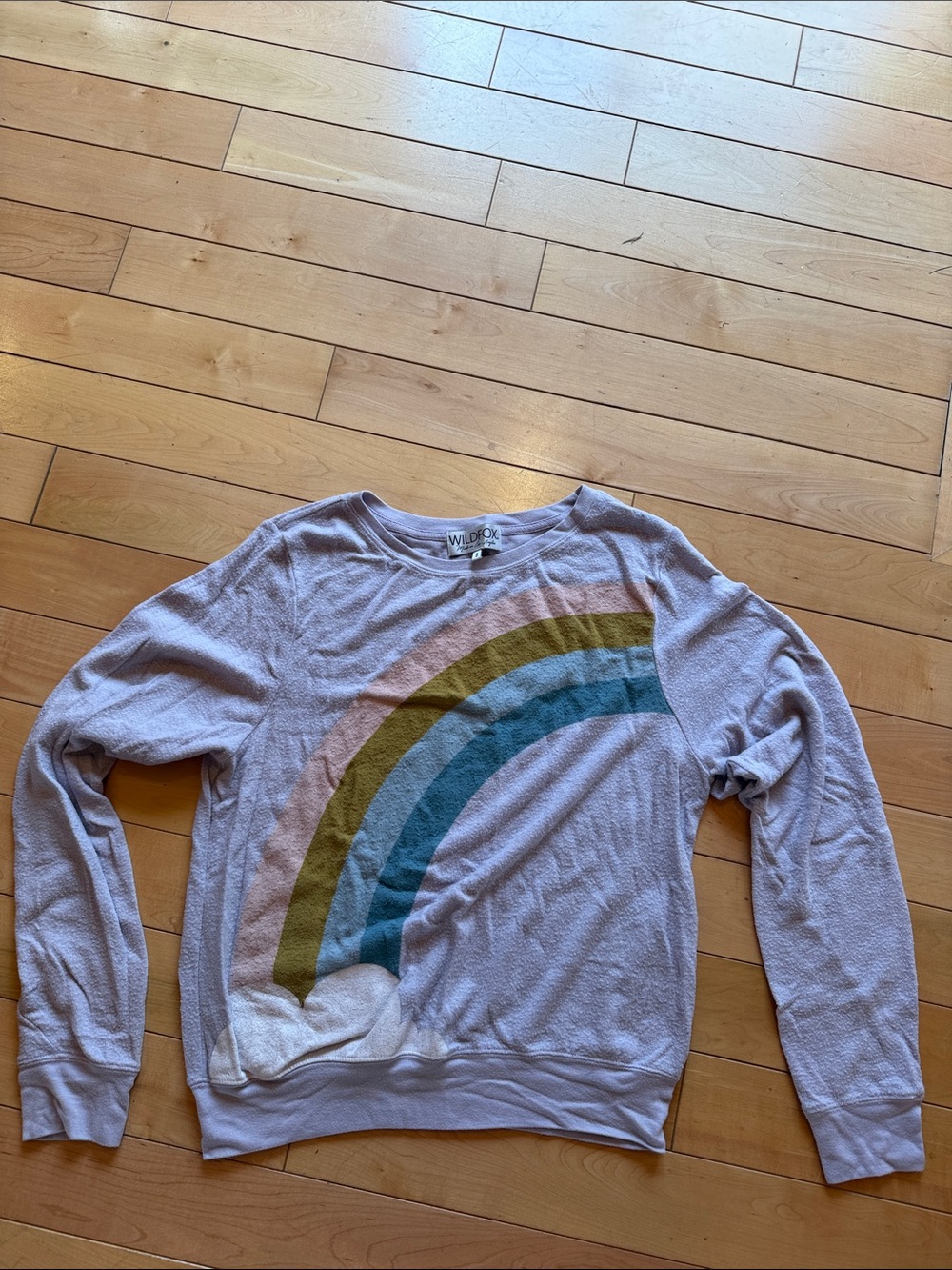 Wildfox Lavender Rainbow Sweatshirt with Mustard & Teal Arches